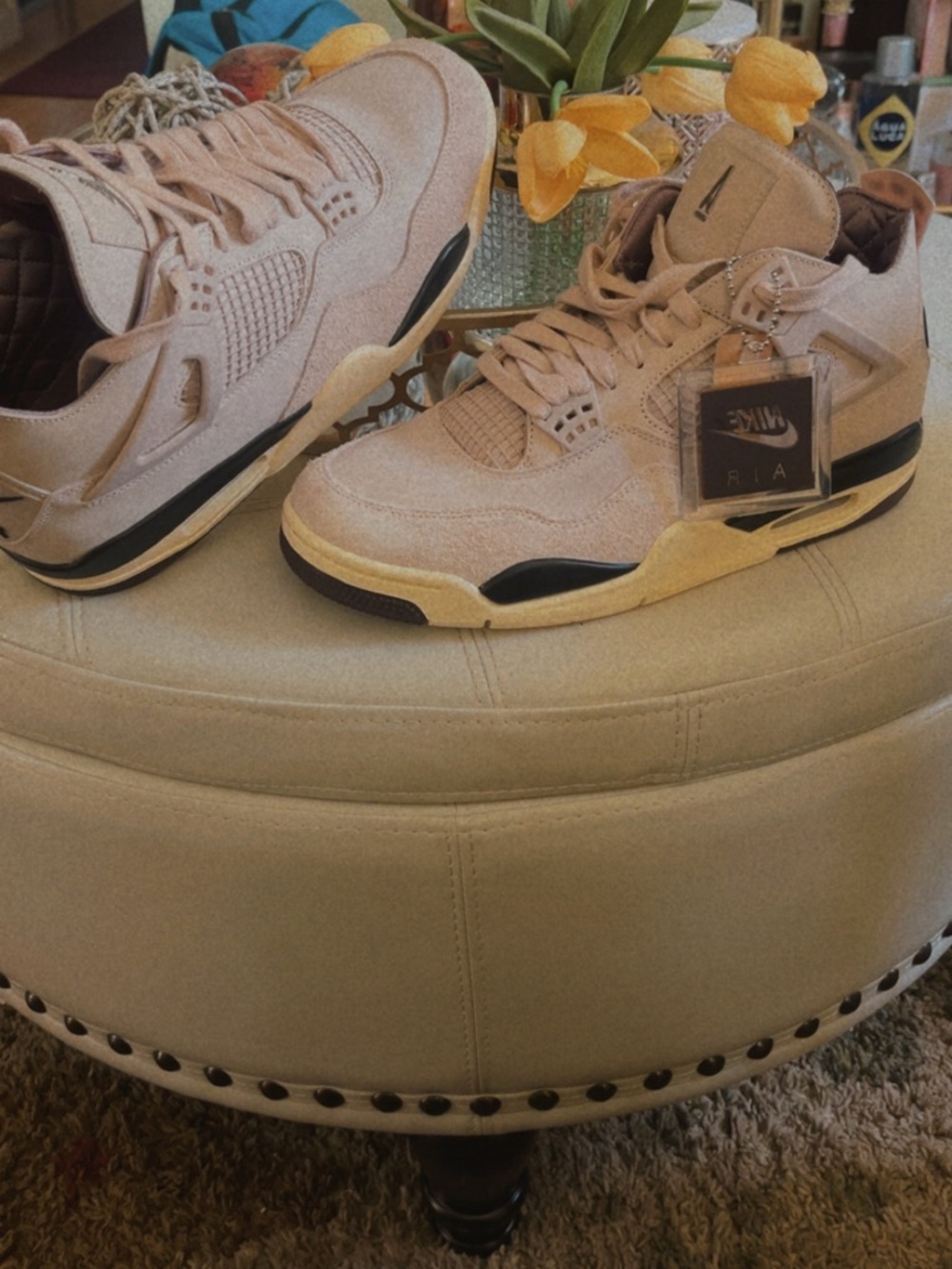 Jordan Beige/Tan Suede Sneakers with Black Accents